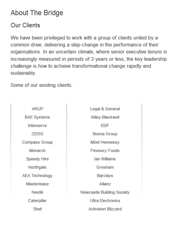 THE BRIDGE_OUR CLIENTS